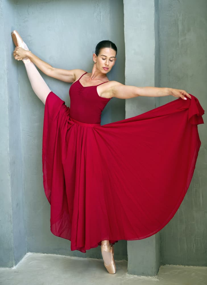 Graceful Red Ballerina by Offer Ellbogen — canvas wall art