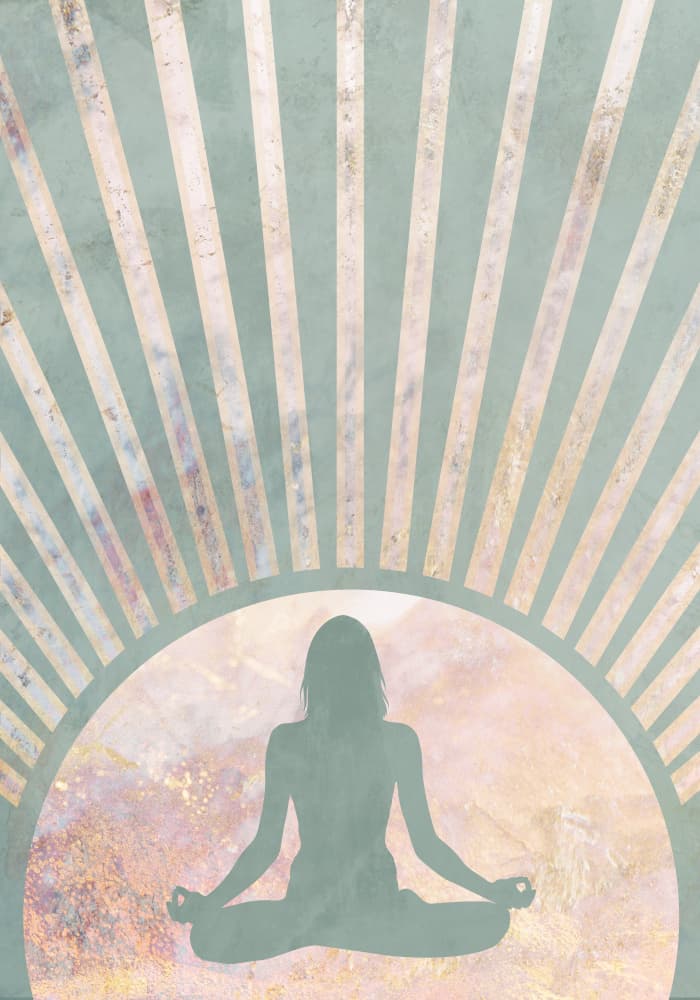 Meditating Woman Aura by Sarah Manovski — canvas wall art