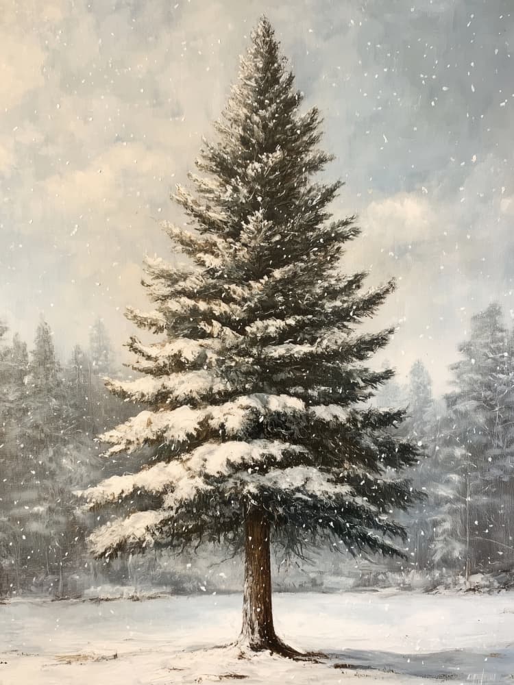 Snowy Winter Pine by Jolly and Dash — canvas wall art