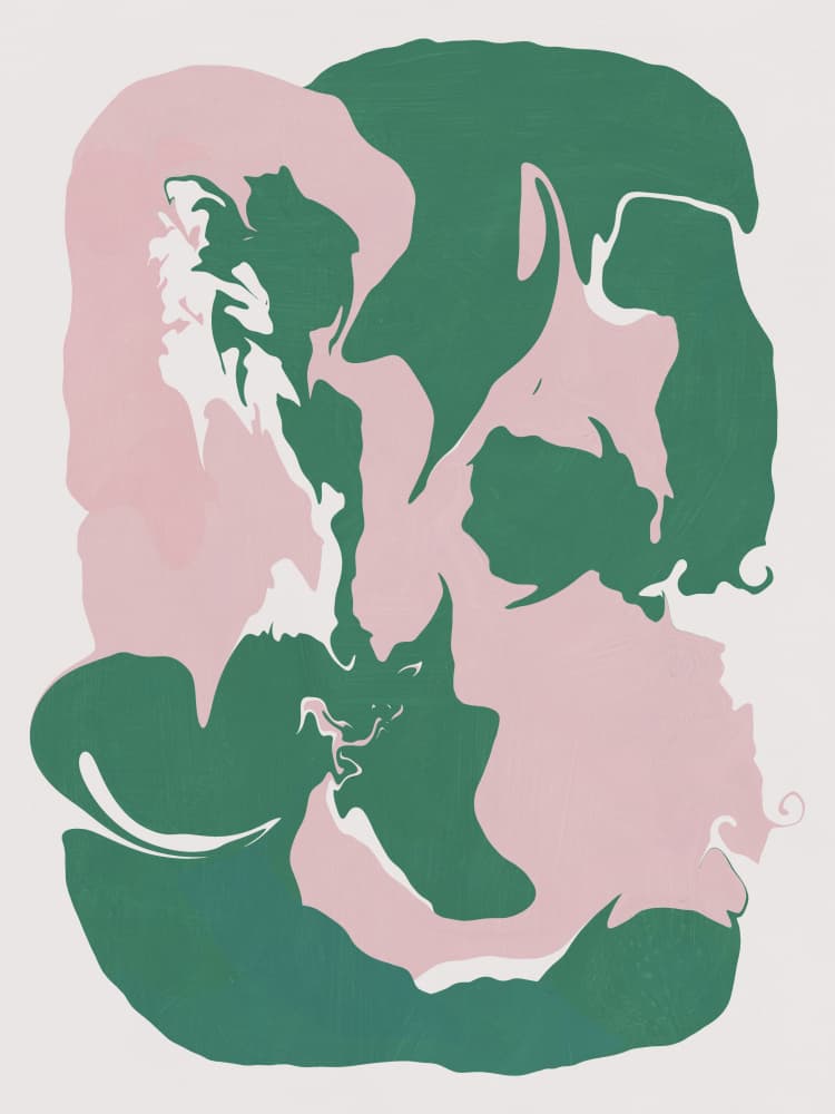 Abstract Green Pink Flow by Little Dean — canvas wall art