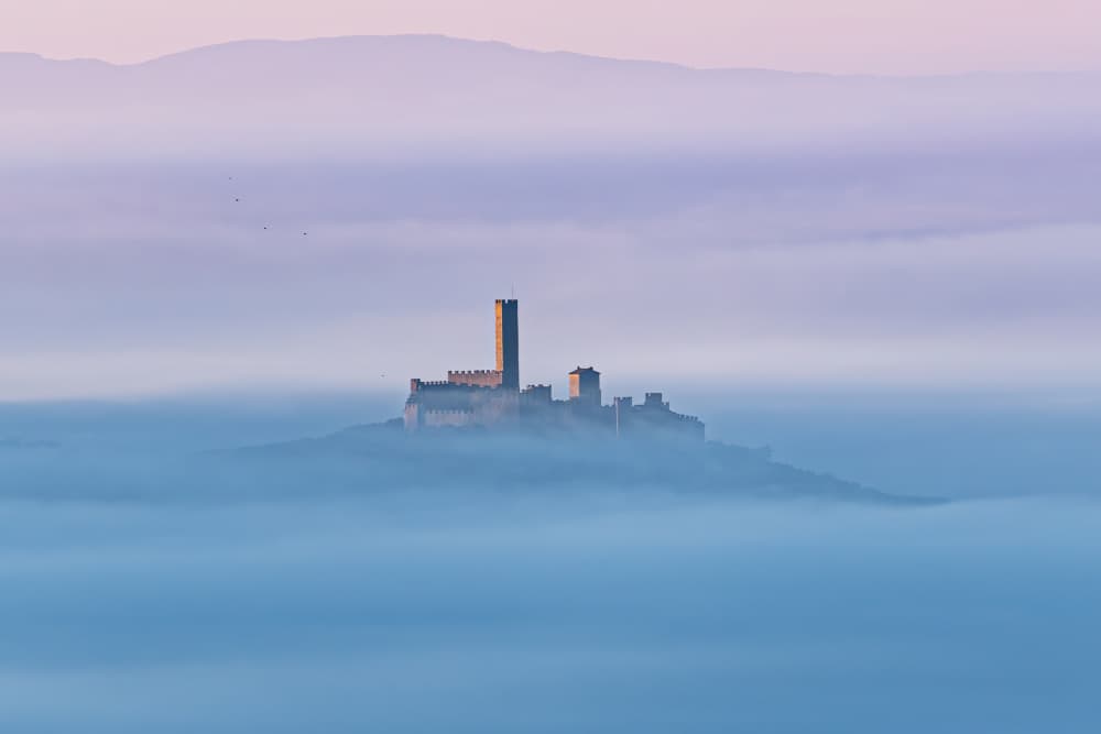 Misty Castle Dawn by Ulrike Leinemann — canvas wall art