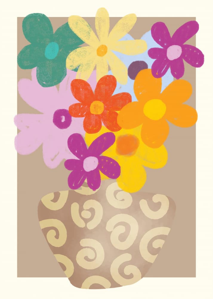 Colorful Flower Vase by RS LAB STUDIO — canvas wall art