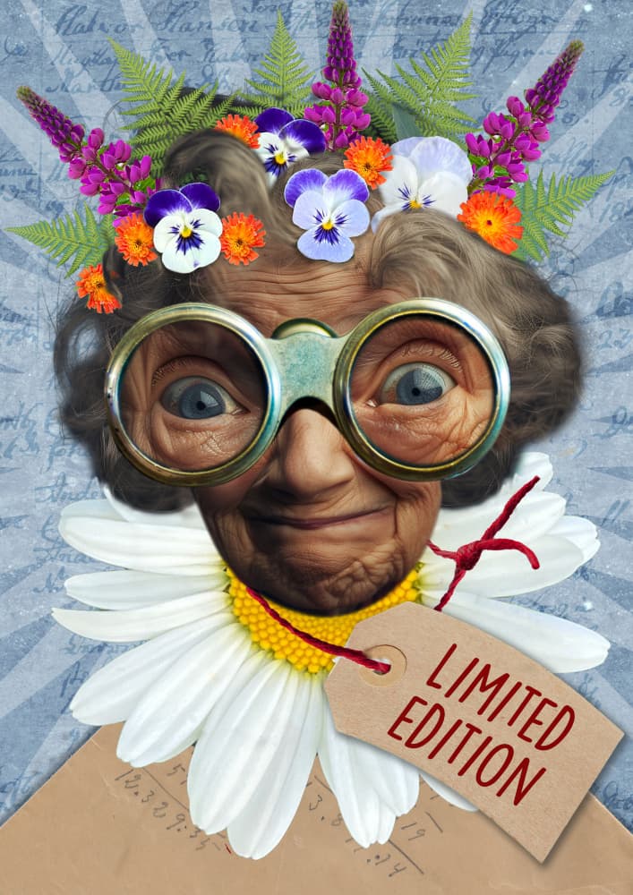 Quirky Binoculars Grandma by Pia Lilenthal — canvas wall art