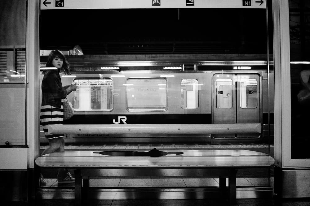 Woman Waiting for Train by Shinji Isobe — canvas wall art