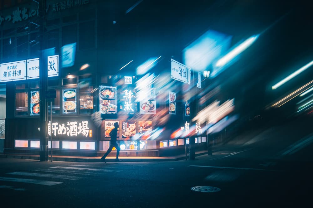 Neon City Walk by Kenta Tamura — canvas wall art