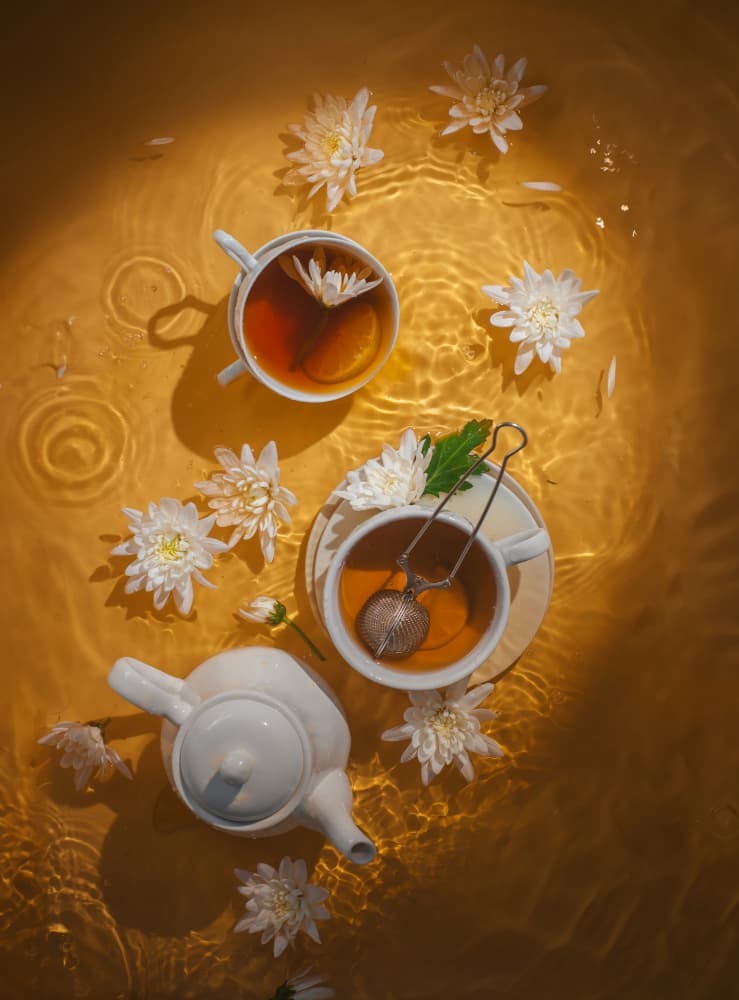 Golden Tea Ritual by Dina Belenko — canvas wall art