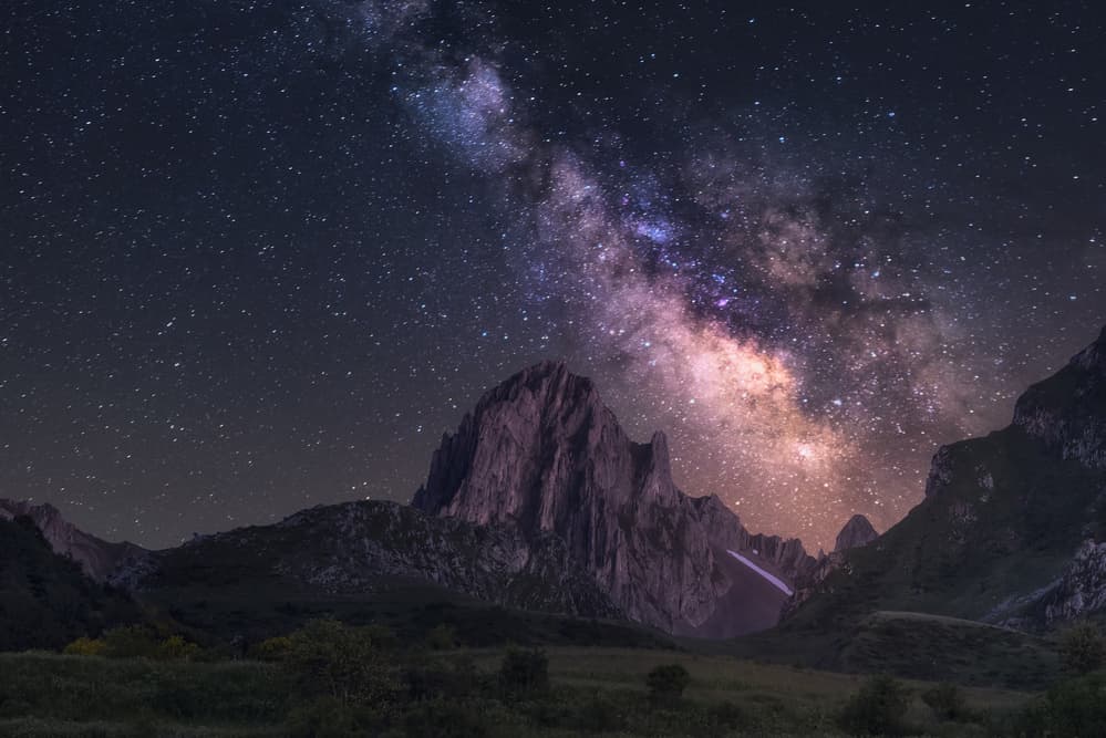 Milky Way Over Mountains by Carlos F. Turienzo — canvas wall art