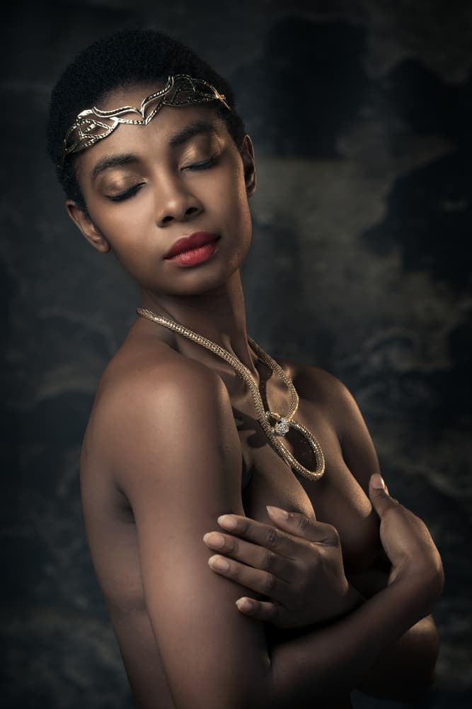 Serene Woman Gold Adorned by Jan Slotboom — canvas wall art