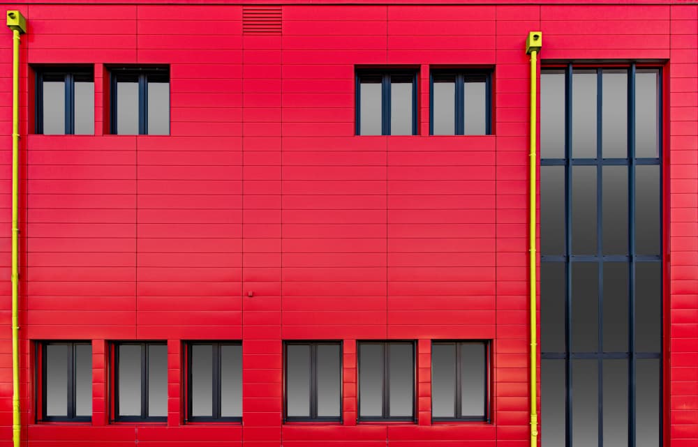 Bold Red Facade by Roland M Schwerdtfeger — canvas wall art