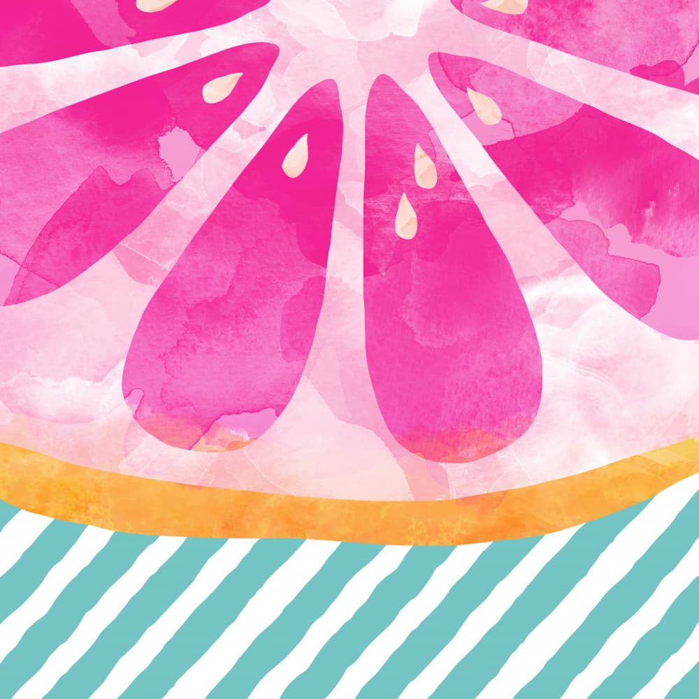 Pink Grapefruit Stripes by Orara Studio — canvas wall art