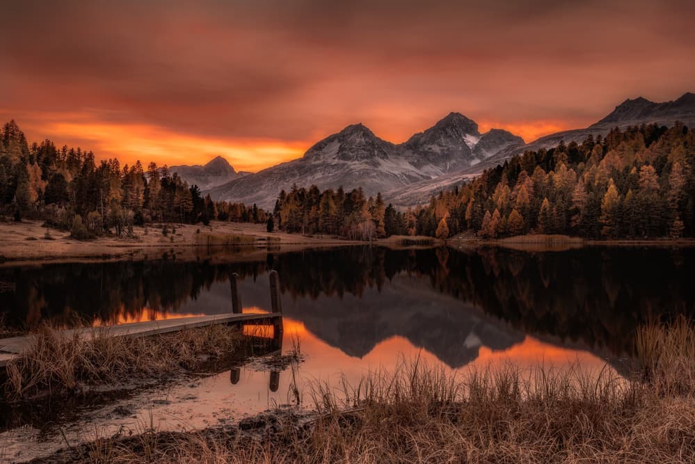 Mountain Lake Sunset by Andreas Agazzi — canvas wall art
