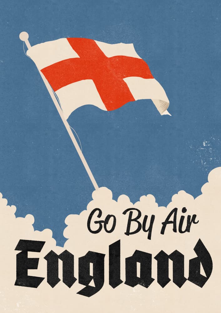 England Flag Air Travel by Nicholas — canvas wall art