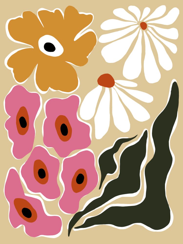 Modern Abstract Flowers by Miho Art Studio — canvas wall art