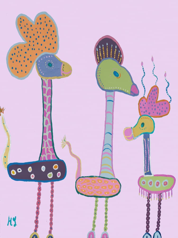Whimsical Colorful Giraffes by Helen Joynson — canvas wall art