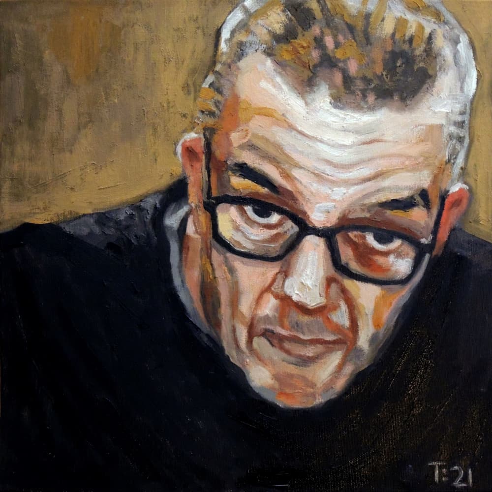 Man With Glasses Painting by Tore Bahnson — canvas wall art