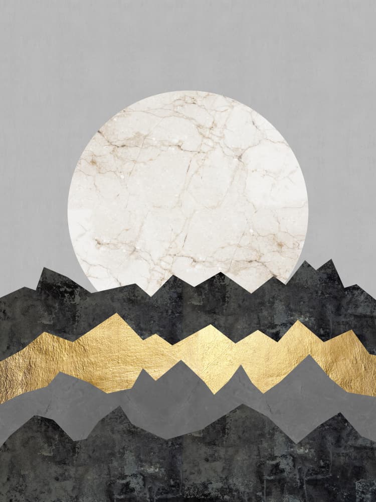 Golden Peaks Moon by Vitor Costa — canvas wall art