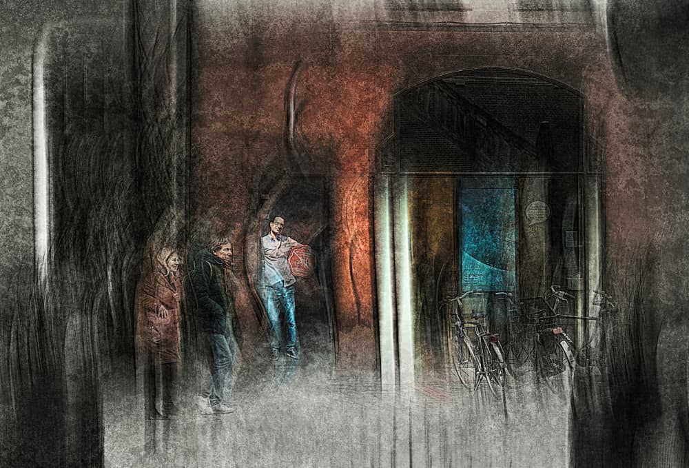 Textured City Figures by Jan van der Linden — canvas wall art