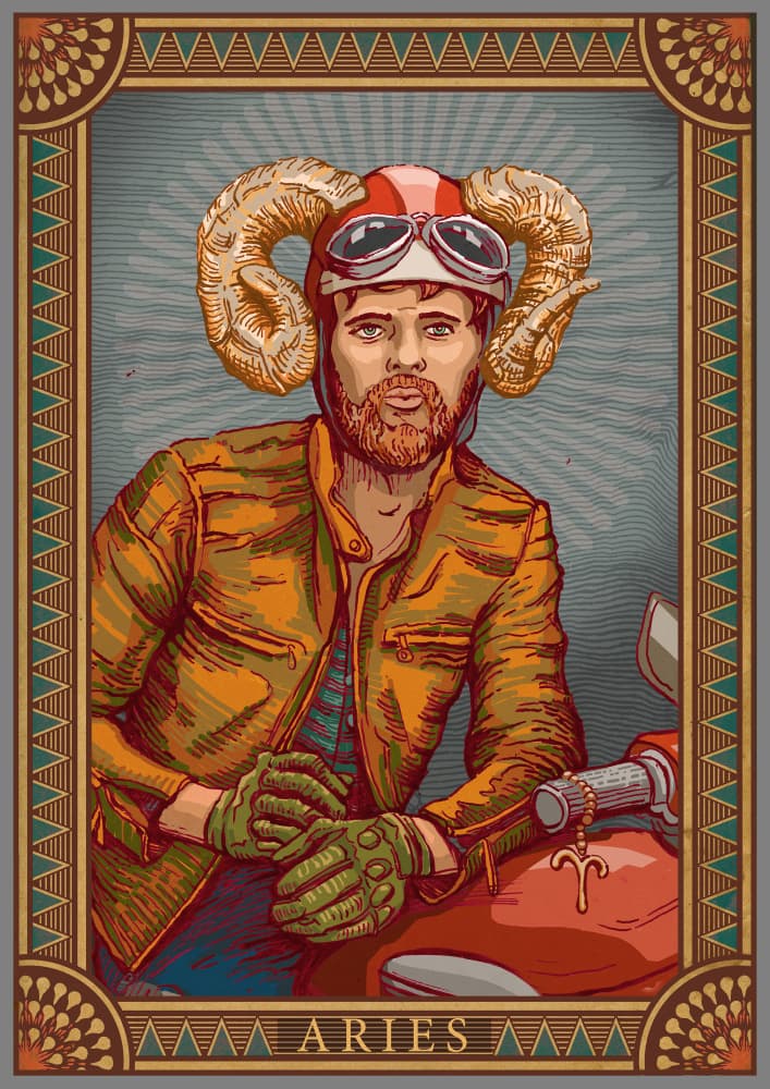 Aries Biker Man by Olga Galeeva — canvas wall art