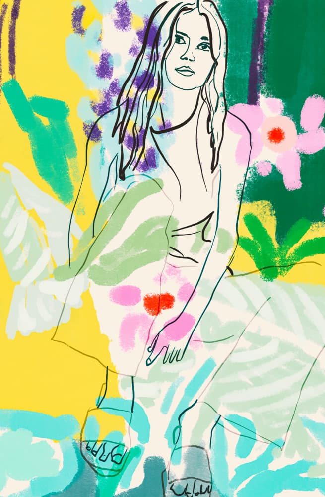 Vibrant Garden Woman by Beate Tubach — canvas wall art
