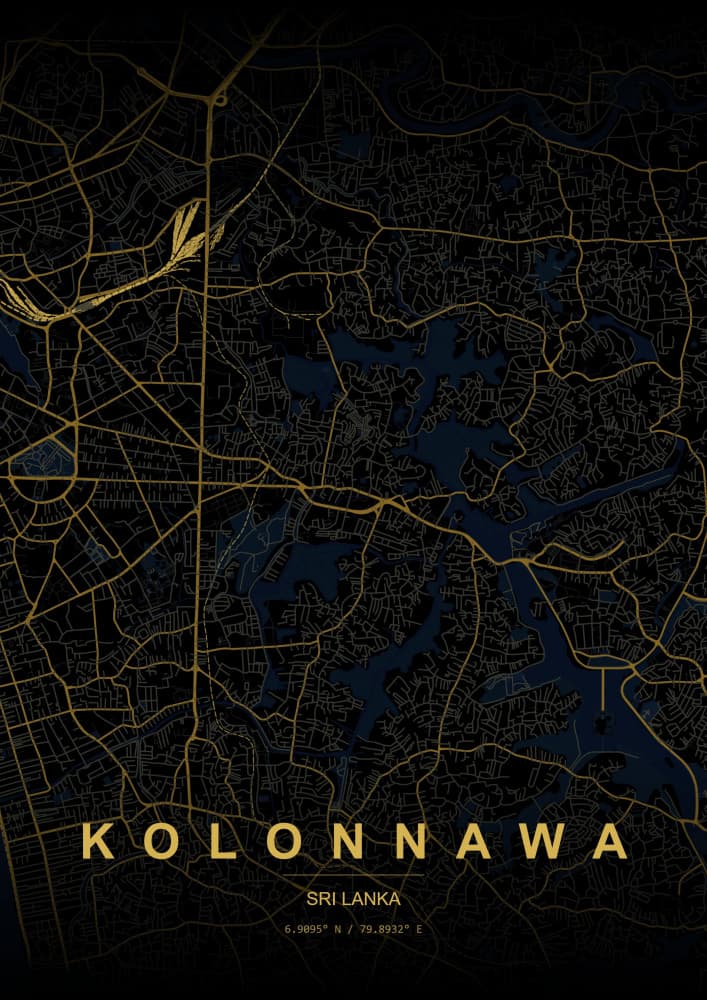 Kolonnawa Gold Map by HUGO — canvas wall art