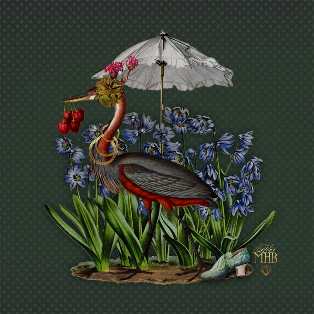 Whimsical Heron Garden by Atelier MHB — canvas wall art
