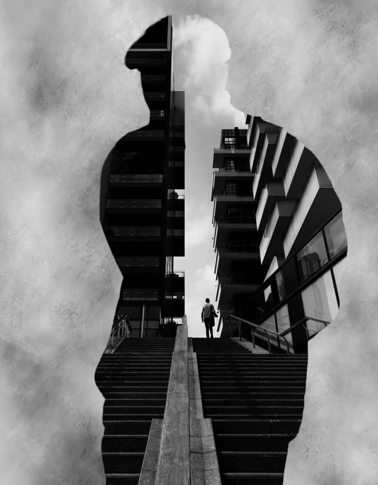 City Silhouette Journey by Martin Agius — canvas wall art