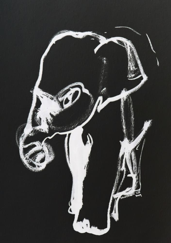 Abstract Elephant Sketch by Santhosh ch — canvas wall art