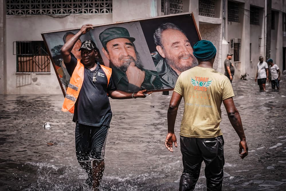 Fidel Carried Through Flood by Andy Bauer — canvas wall art