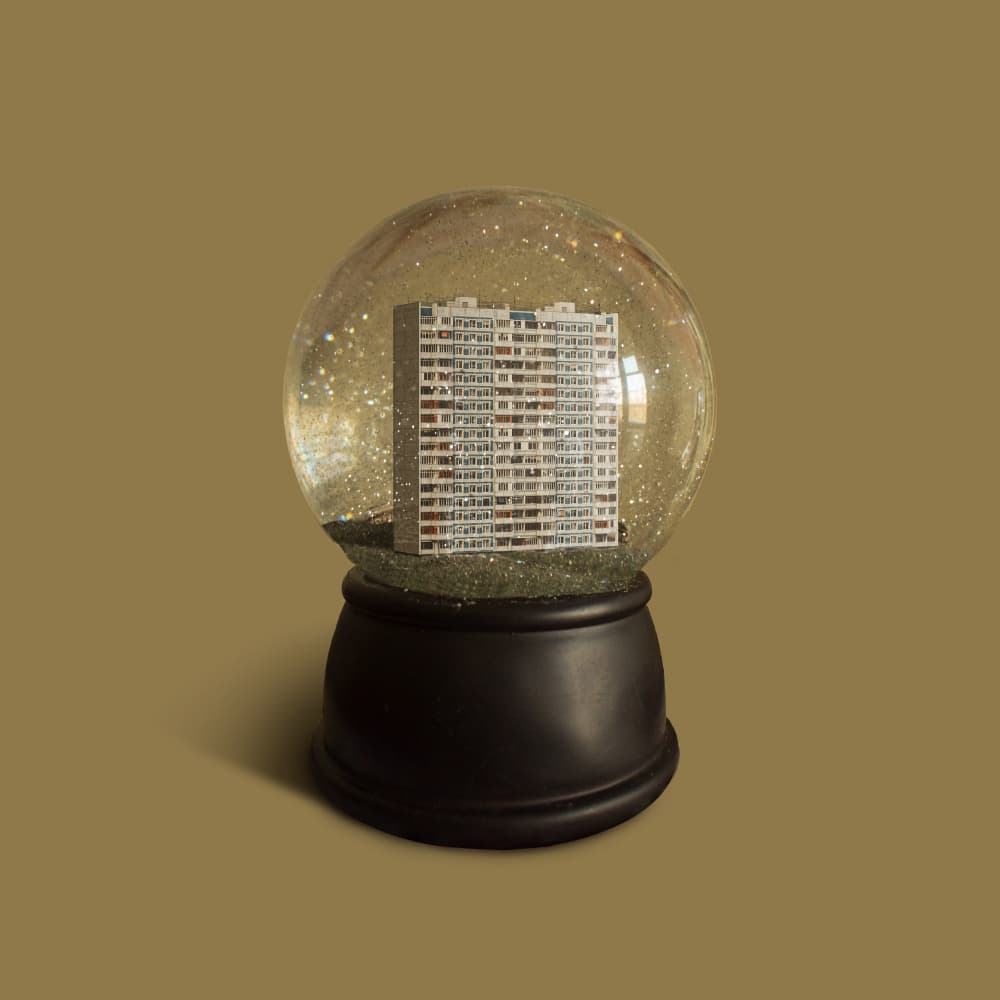 Miniature City Snow Globe by Artem Pozdniakov — canvas wall art