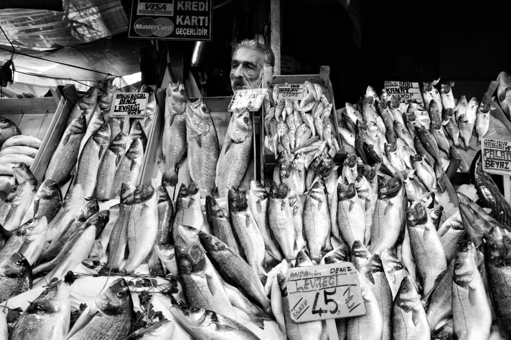 Fish Market Vendor by Ali Ayer — canvas wall art