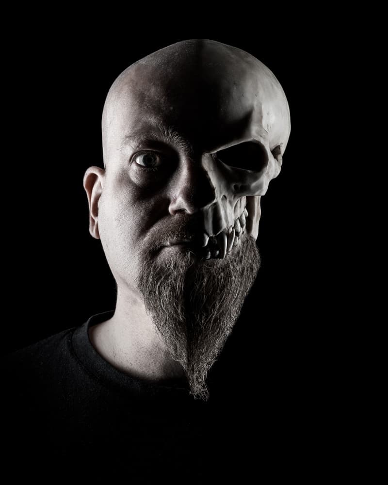 Intense Half Skull Face by Petri Damstén — canvas wall art