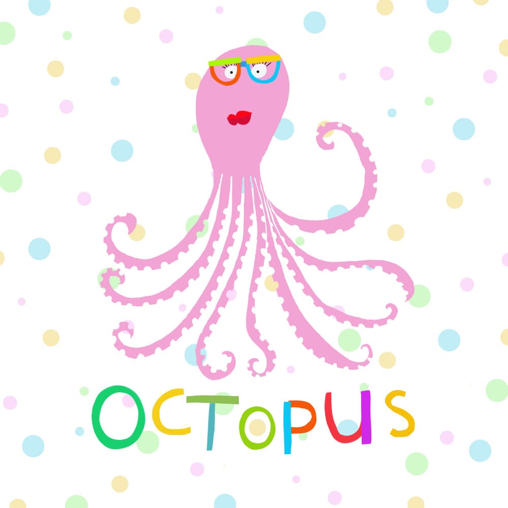 Cute Pink Octopus by Carla Daly — canvas wall art