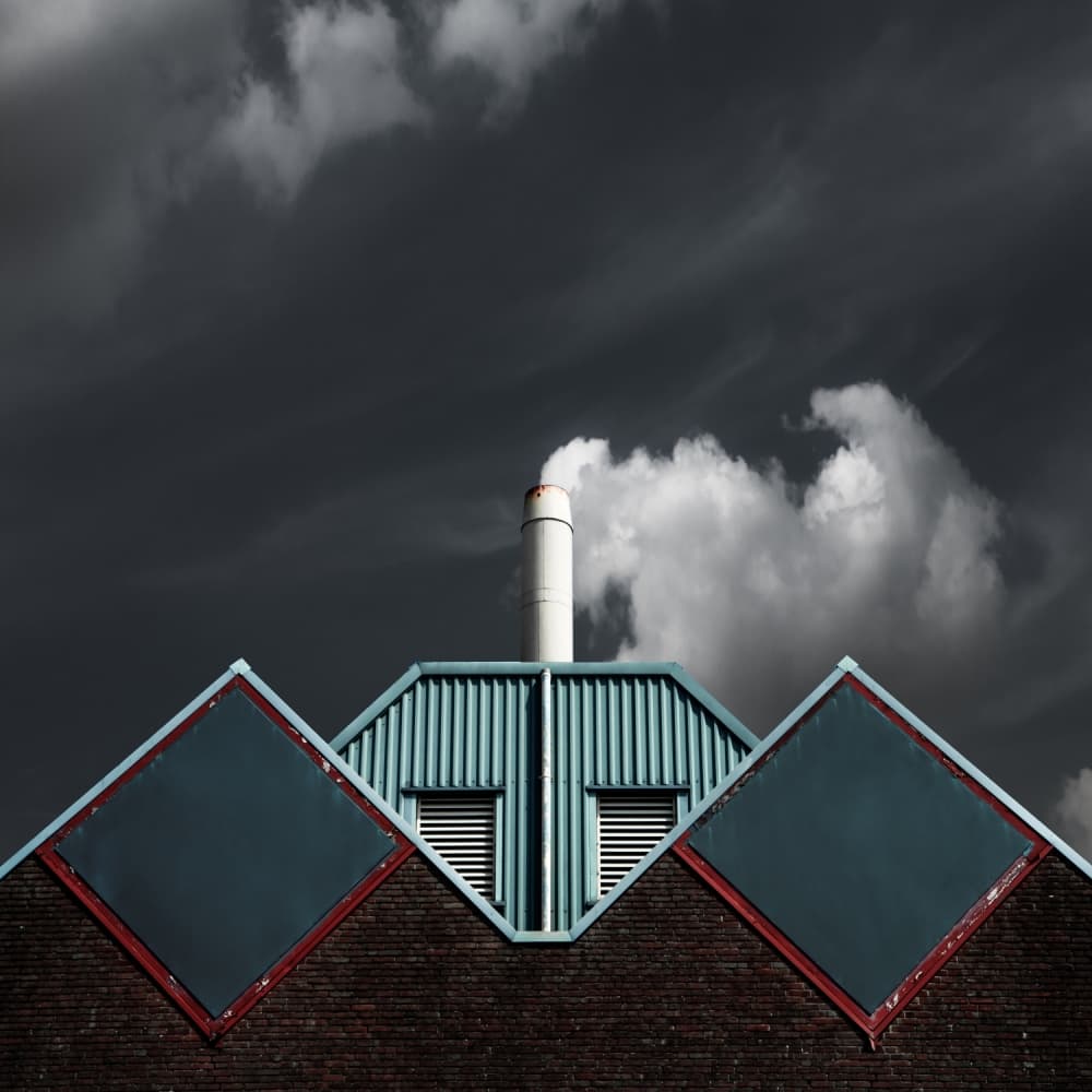 Smoking Chimney Rooftop by Gilbert Claes — canvas wall art