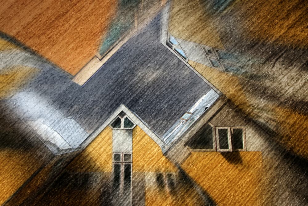 Geometric Yellow House by Hans-Wolfgang Hawerkamp — canvas wall art