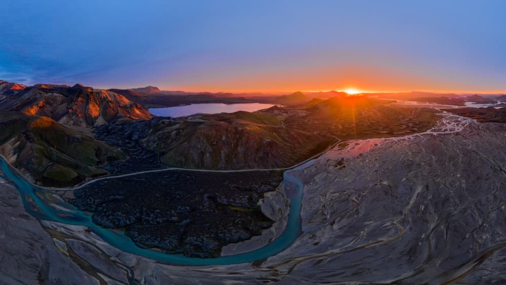 Dramatic Mountain River Sunset by John Fan — canvas wall art