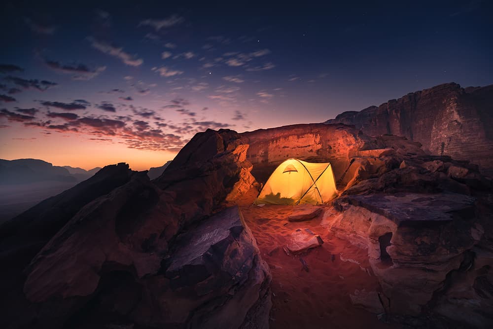 Glowing Desert Tent by Karol Nienartowicz — canvas wall art