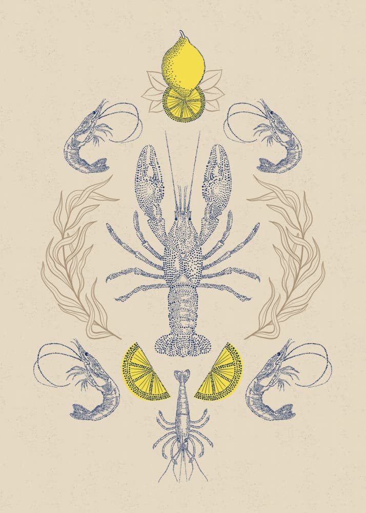 Vintage Seafood Illustration by Alexandra Weise — canvas wall art