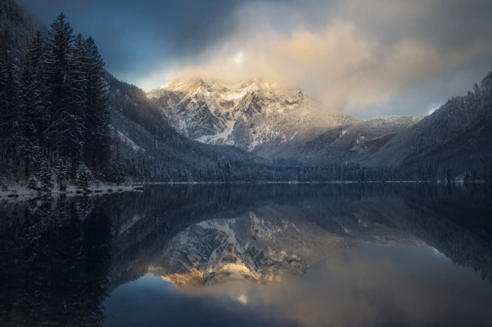 Serene Winter Mountain Lake by David Martin Castan — canvas wall art