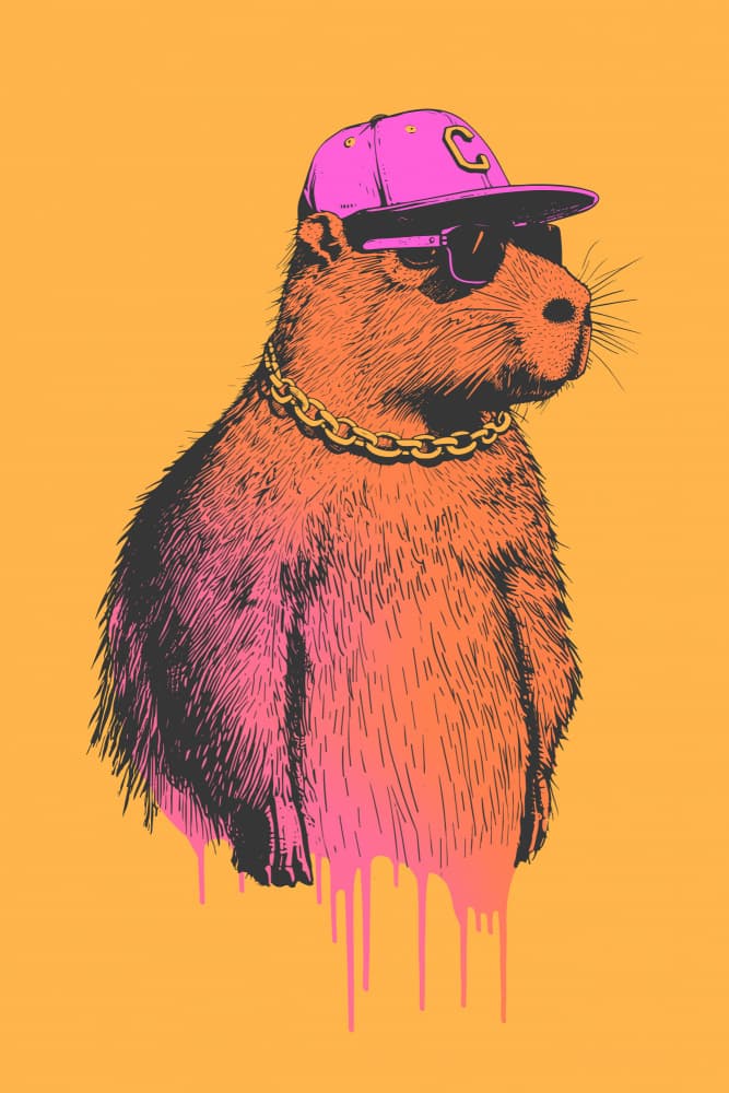 Hip Capybara Portrait by Robert Farkas — canvas wall art