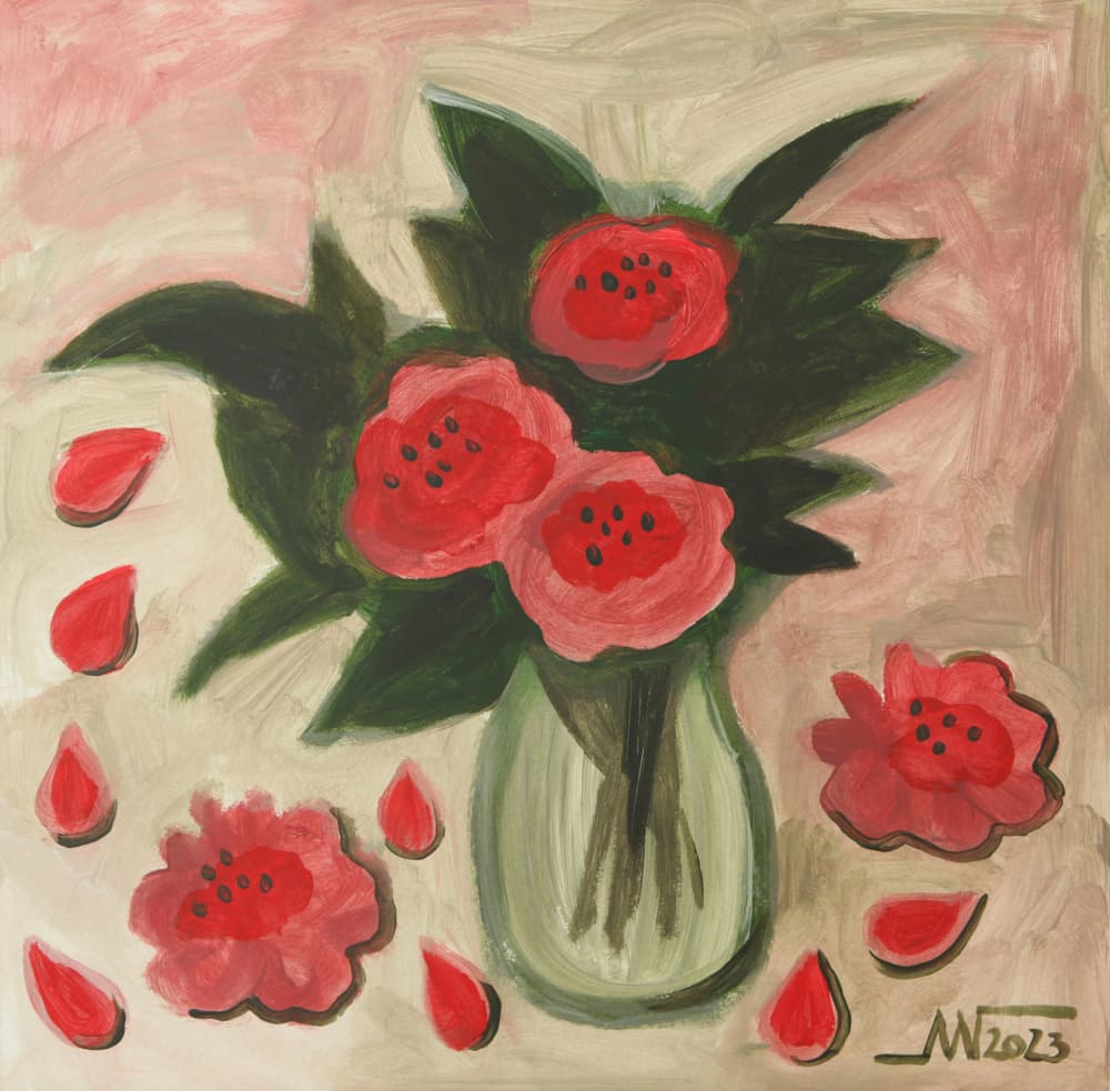 Abstract Red Flowers by Marina Gorkaeva — canvas wall art