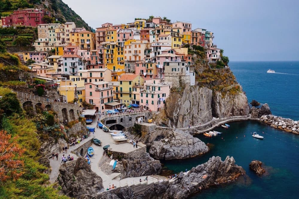 Colorful Manarola Coast by Del Mundo Imagery — canvas wall art