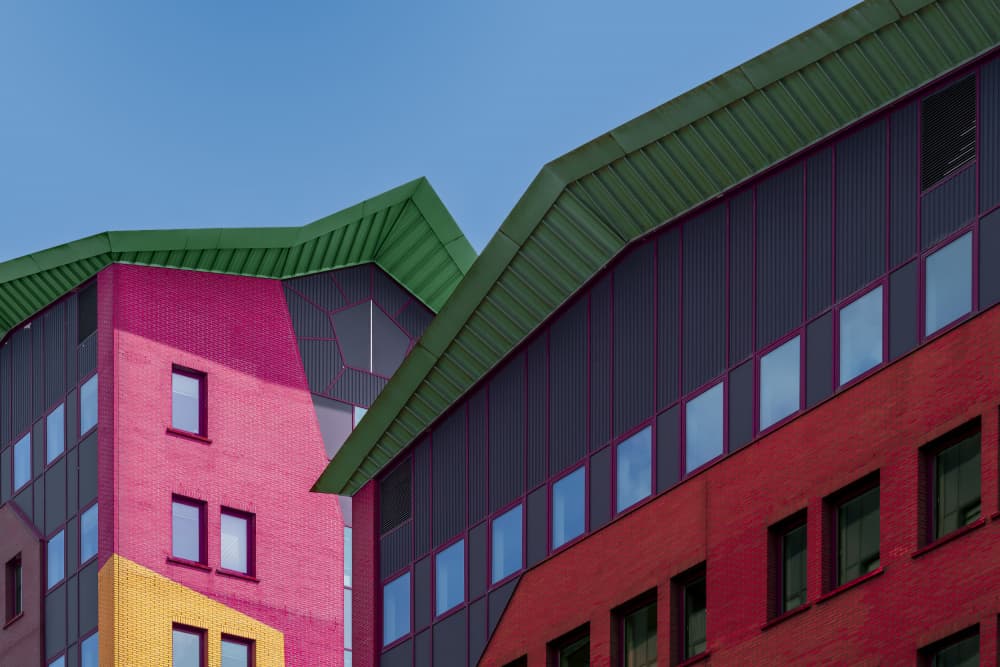 Colorful Modern Buildings by Greetje van Son — canvas wall art