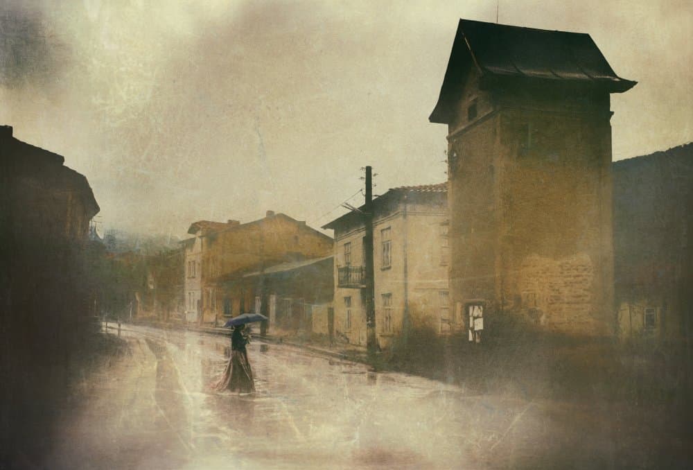 Moody Old Town Rain by Todor Tanev — canvas wall art