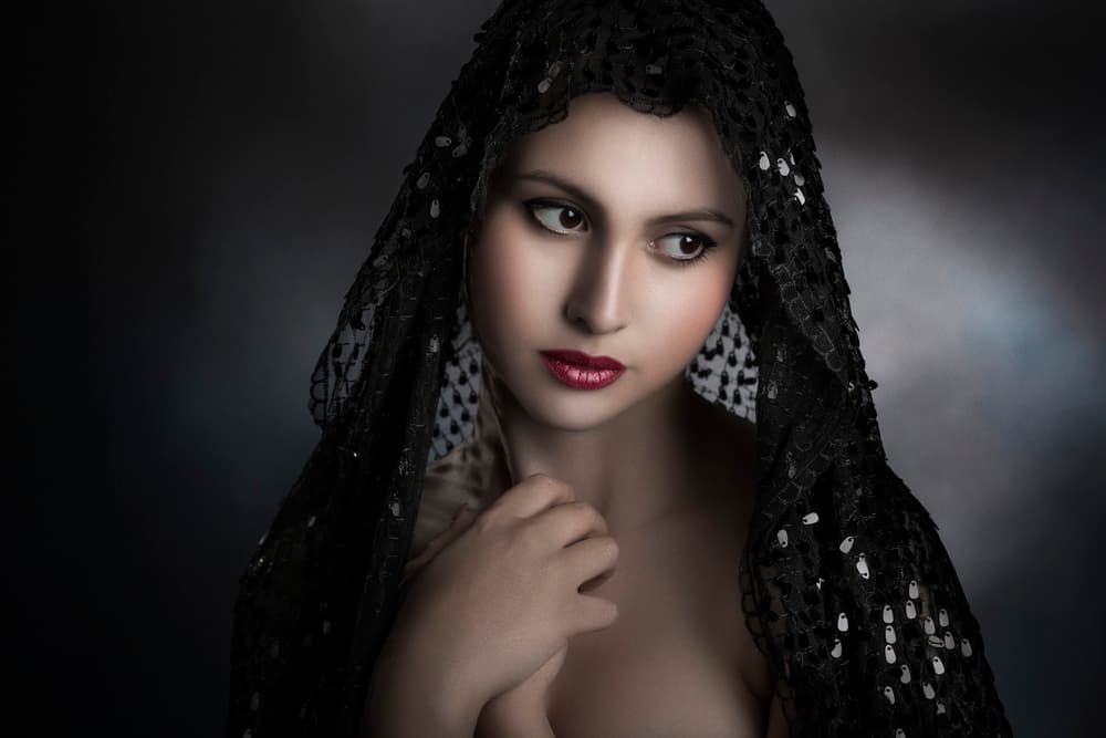 Mysterious Veiled Woman by Peppe Tambè — canvas wall art