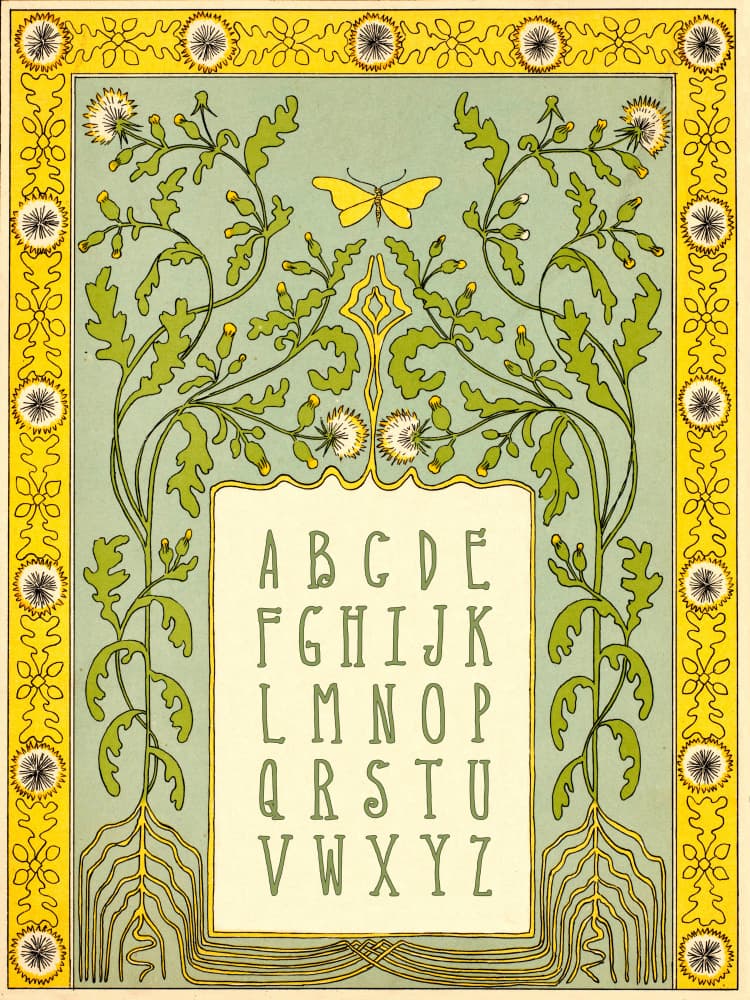 Art Nouveau Alphabet by Wild Violets — canvas wall art
