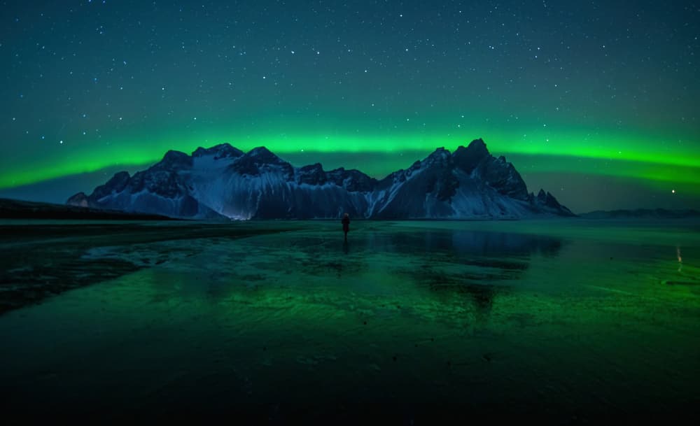 Mountain Aurora Reflection by Judy Tseng — canvas wall art