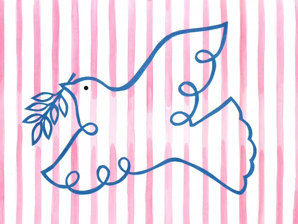 Pink Striped Peace Dove by Isabelle Brent — canvas wall art
