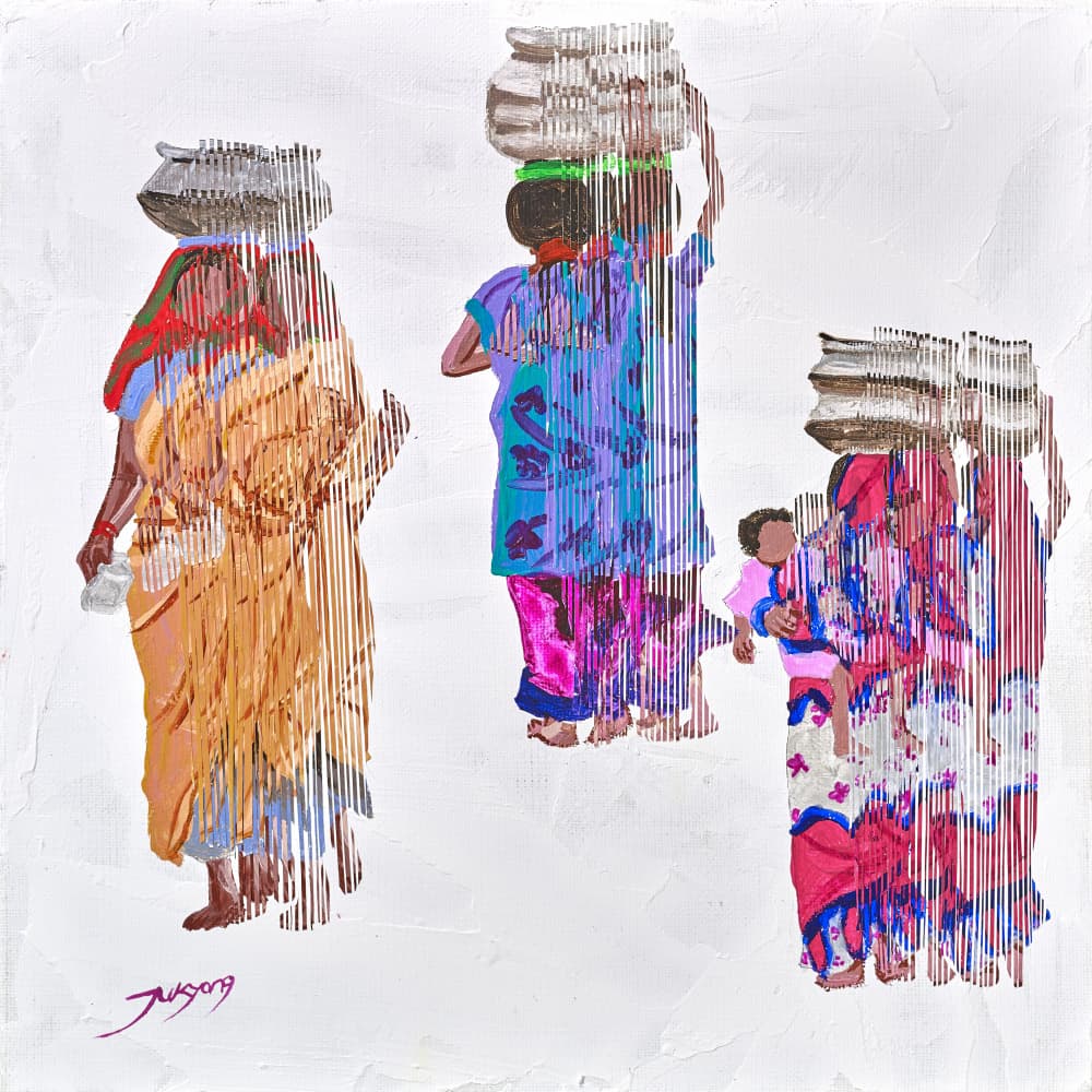 Vibrant Carrying Women by Jukyong Park — canvas wall art