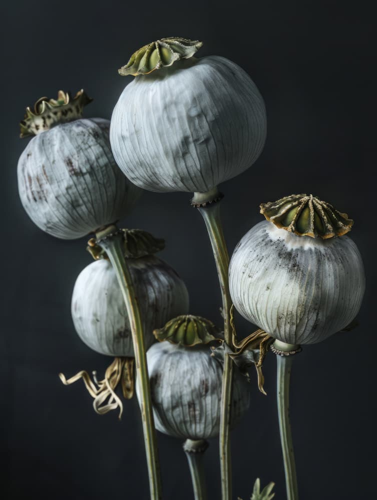 Elegant Poppy Pods by Bilge Paksoylu — canvas wall art