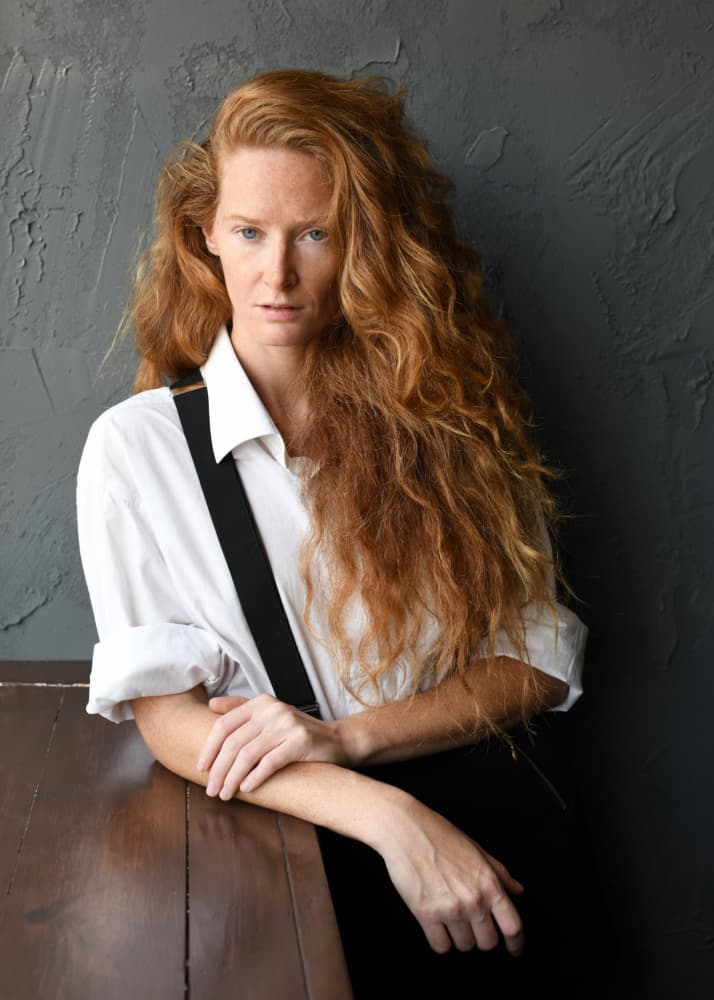 Pensive Redhead Portrait by Yoram GIL — canvas wall art